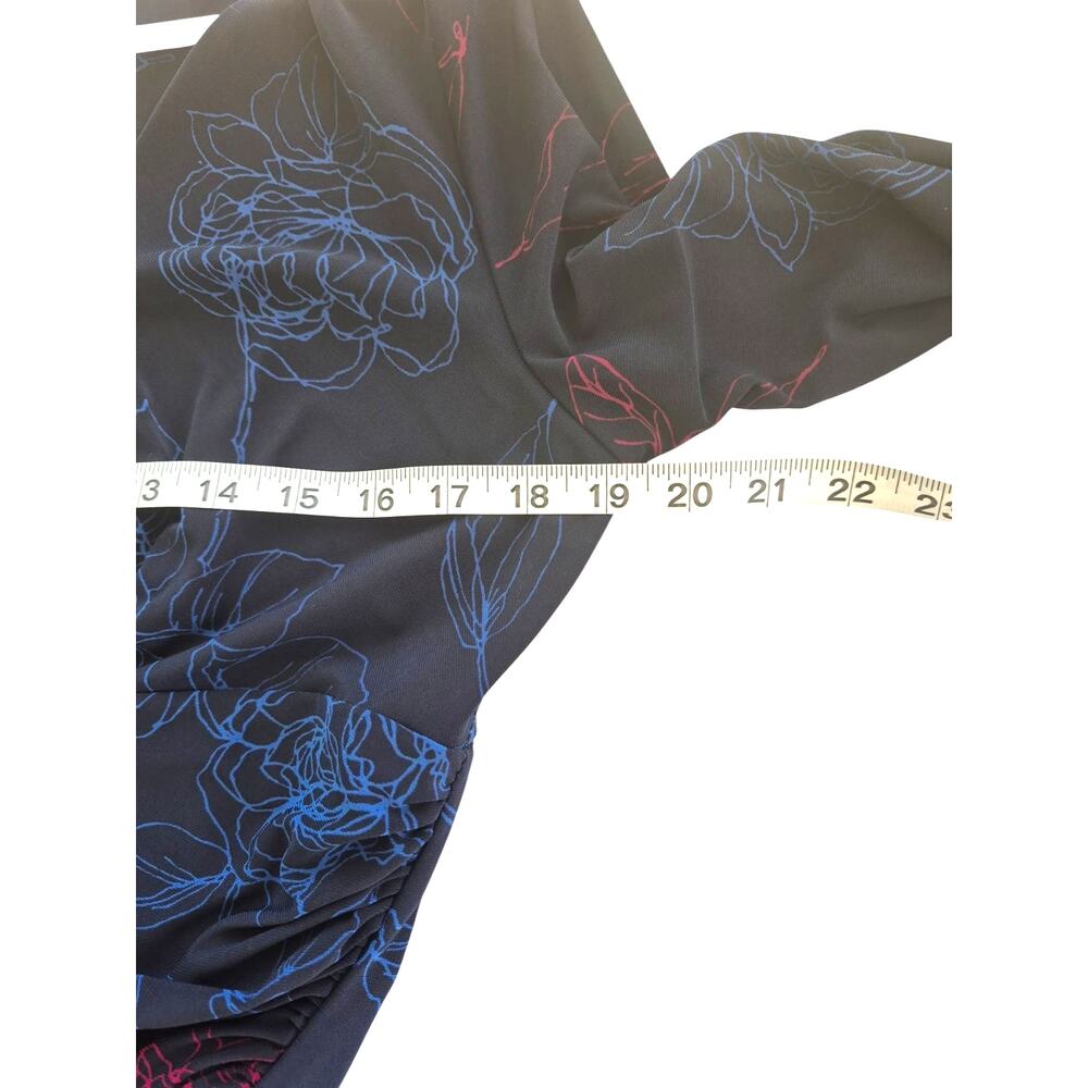 Lauren Ralph Lauren Dress Sz 12 Faux Wrap Navy Print Jersey Office Siren Event - Picture 6 of 9
